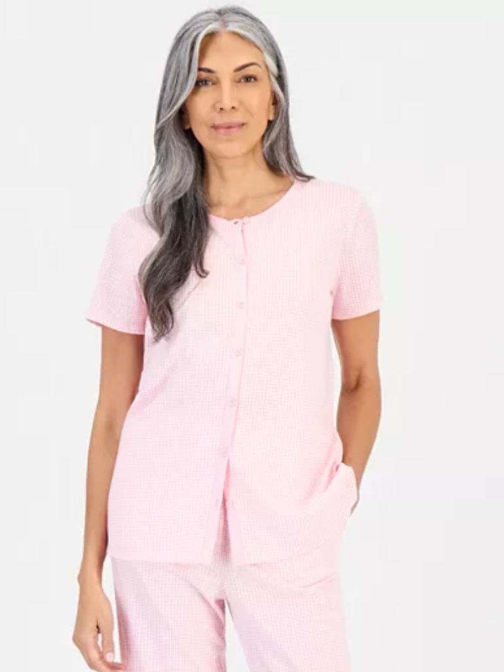 Charter Club Women's Cotton Printed Cropped Pajama TOP